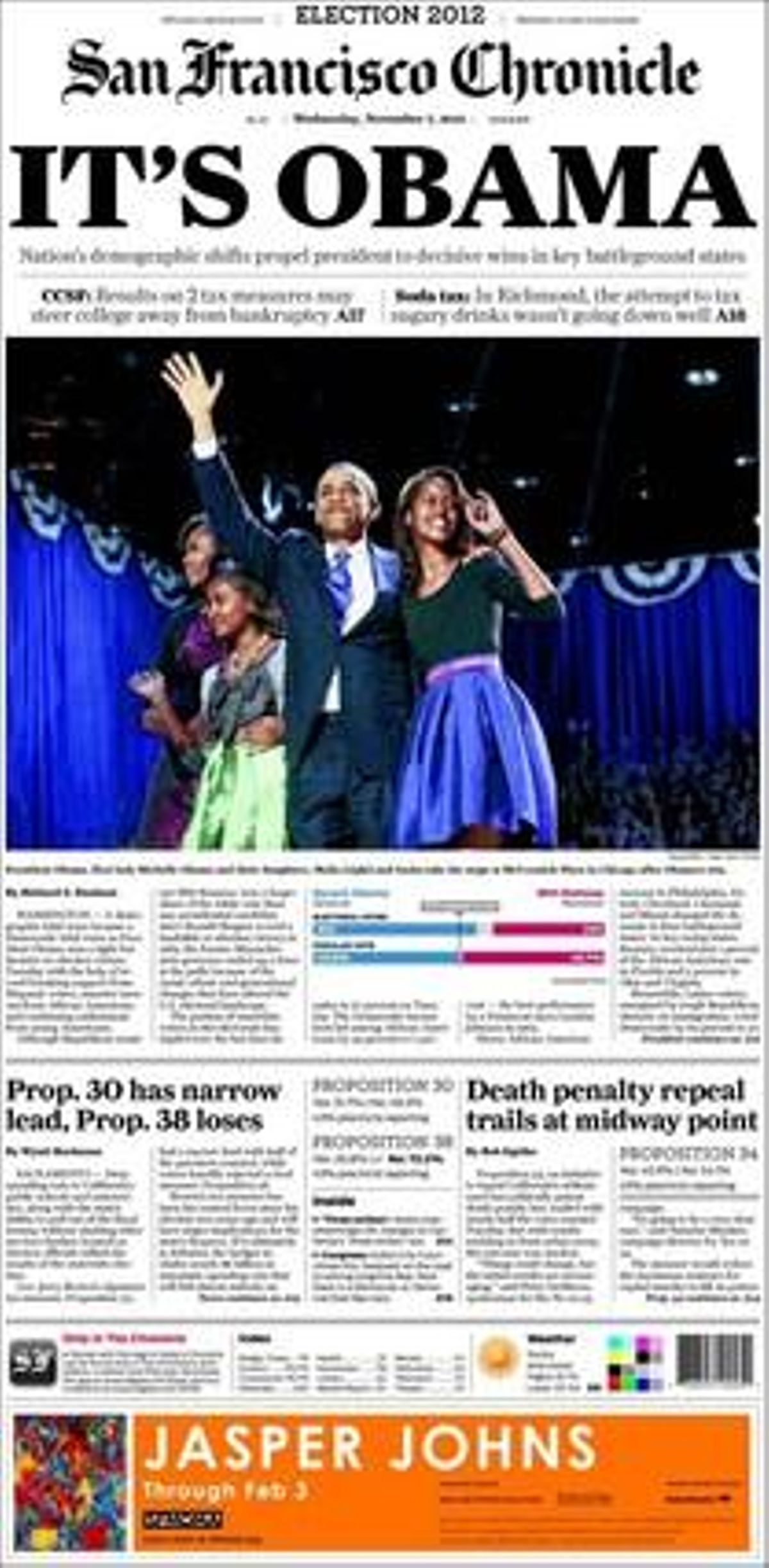 La portada del ’San Francisco Chronicle’.