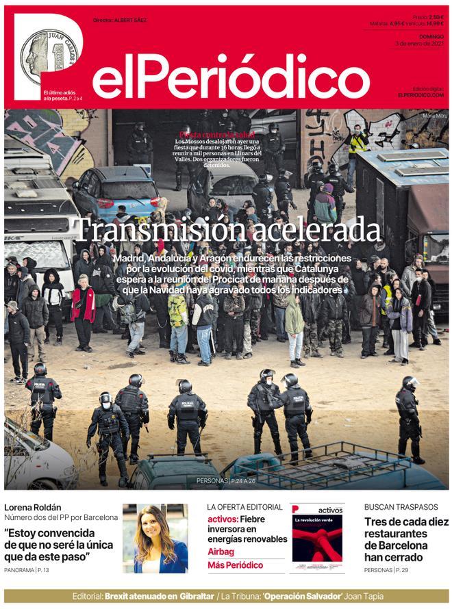 La portada d’EL PERIÓDICO del 3 de gener del 2021
