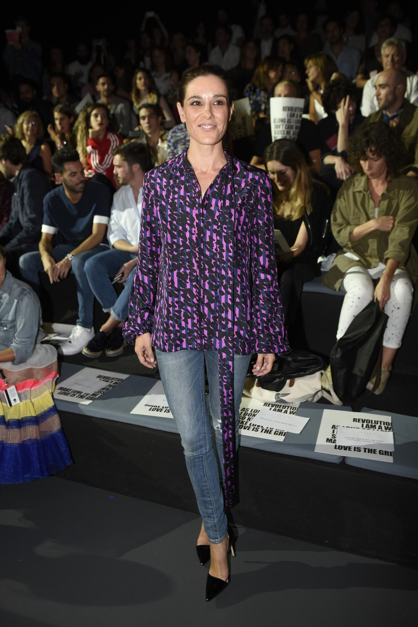 Raquel Sánchez Silva en el desfile primavera - verano 2017 de Juan Vidal