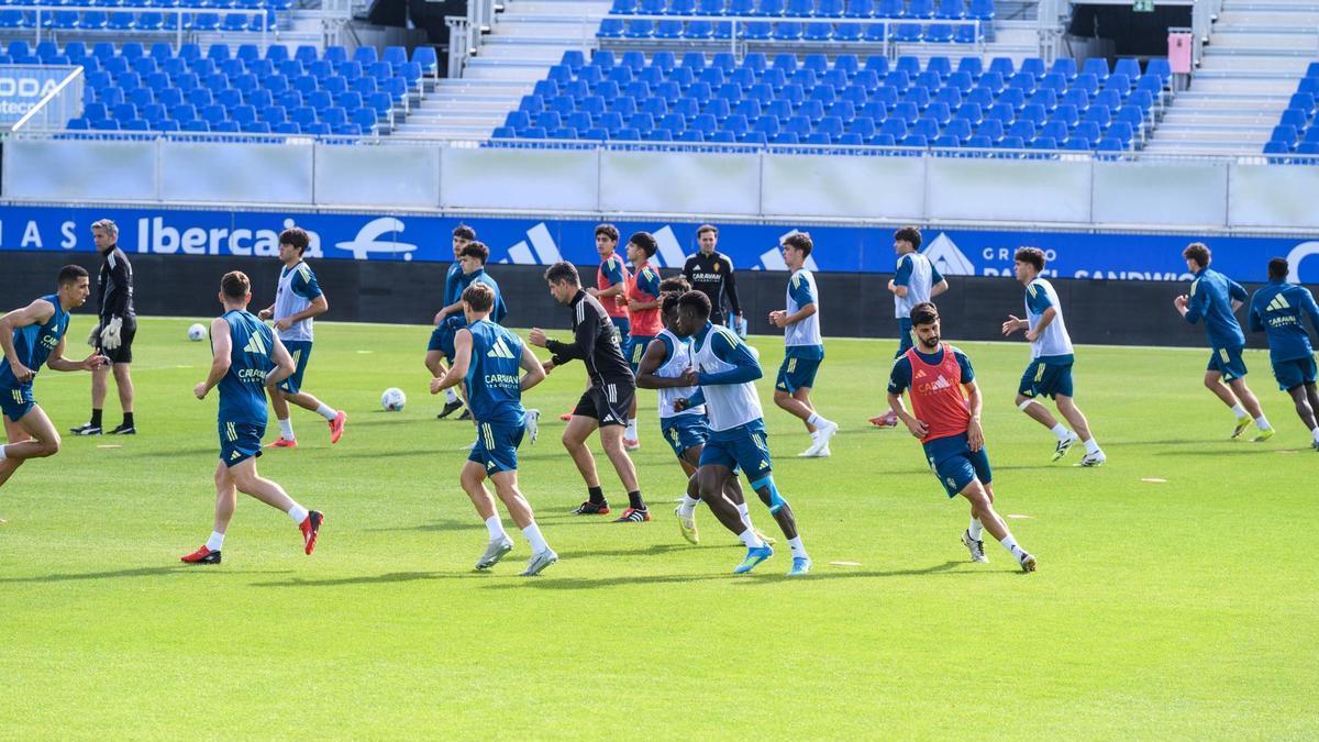 Vídeo | Entrenamiento del Real Zaragoza antes de jugar ante la S.D. Huesca