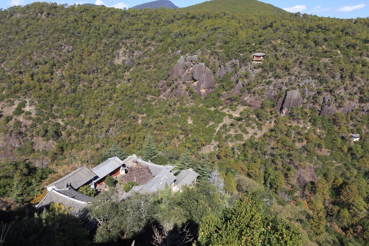 Vista aérea de Shibaoshan y sus templos.