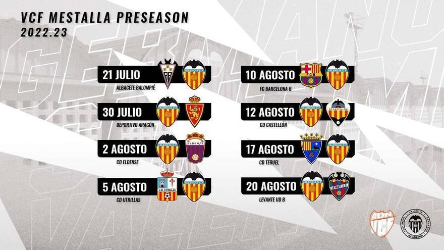 El Mestalla disputará ocho amistosos en pretemporada