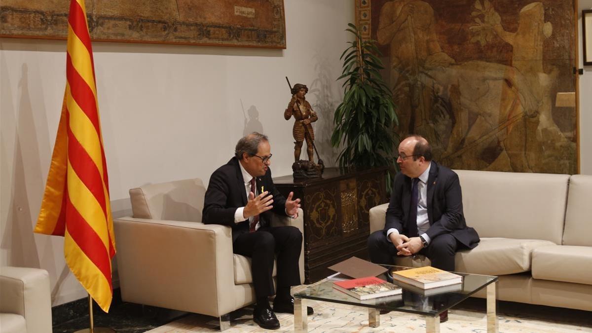 Encuentro de Quim Torra y Miquel Iceta, el pasado 8 de junio, en la Generalitat.