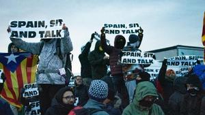 La protesta de Tsunami Democràtic en la frontera el 11 de noviembre de 2021.