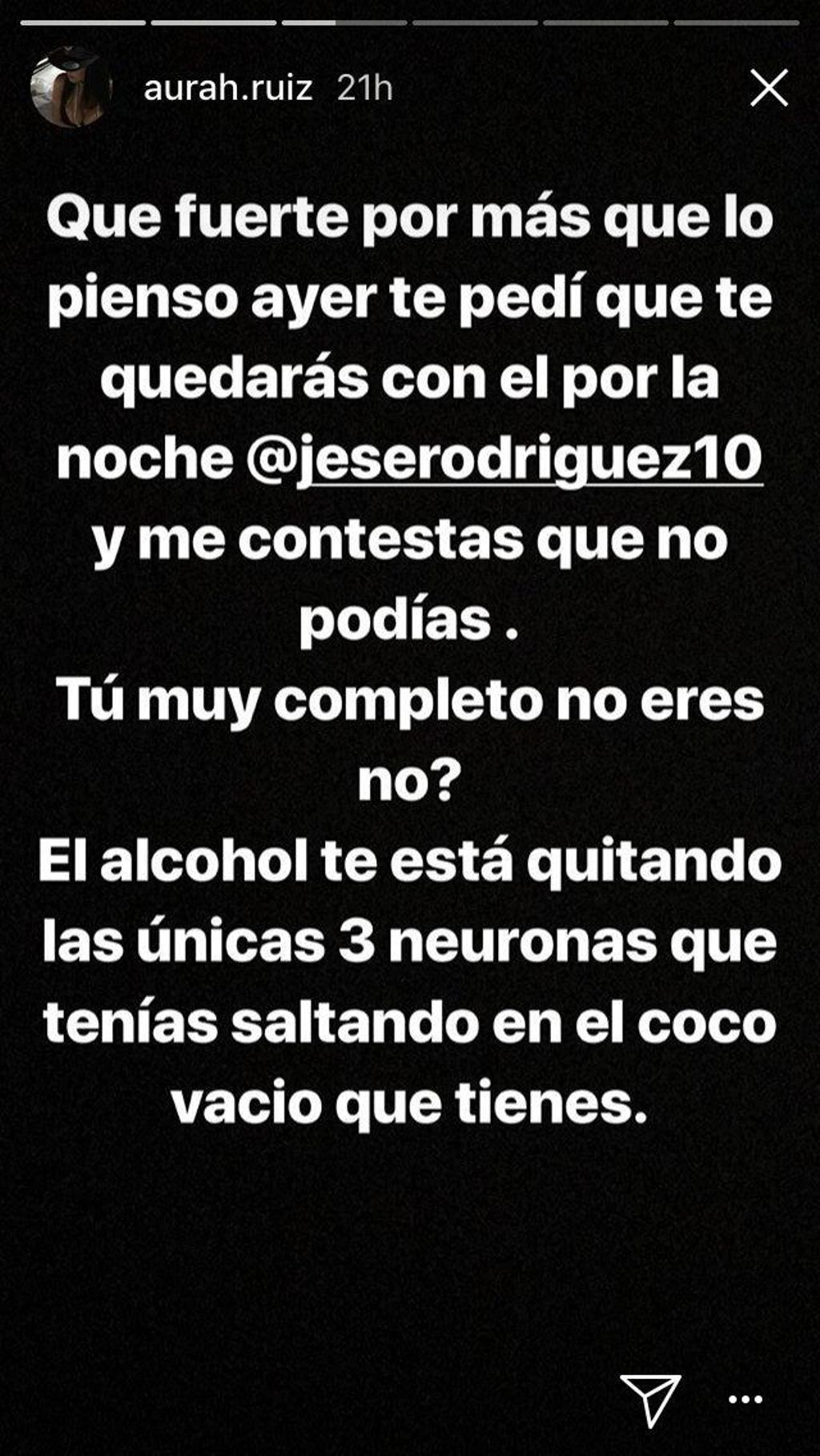 Mensaje de Aurah Ruiz a Jesé Rodríguez