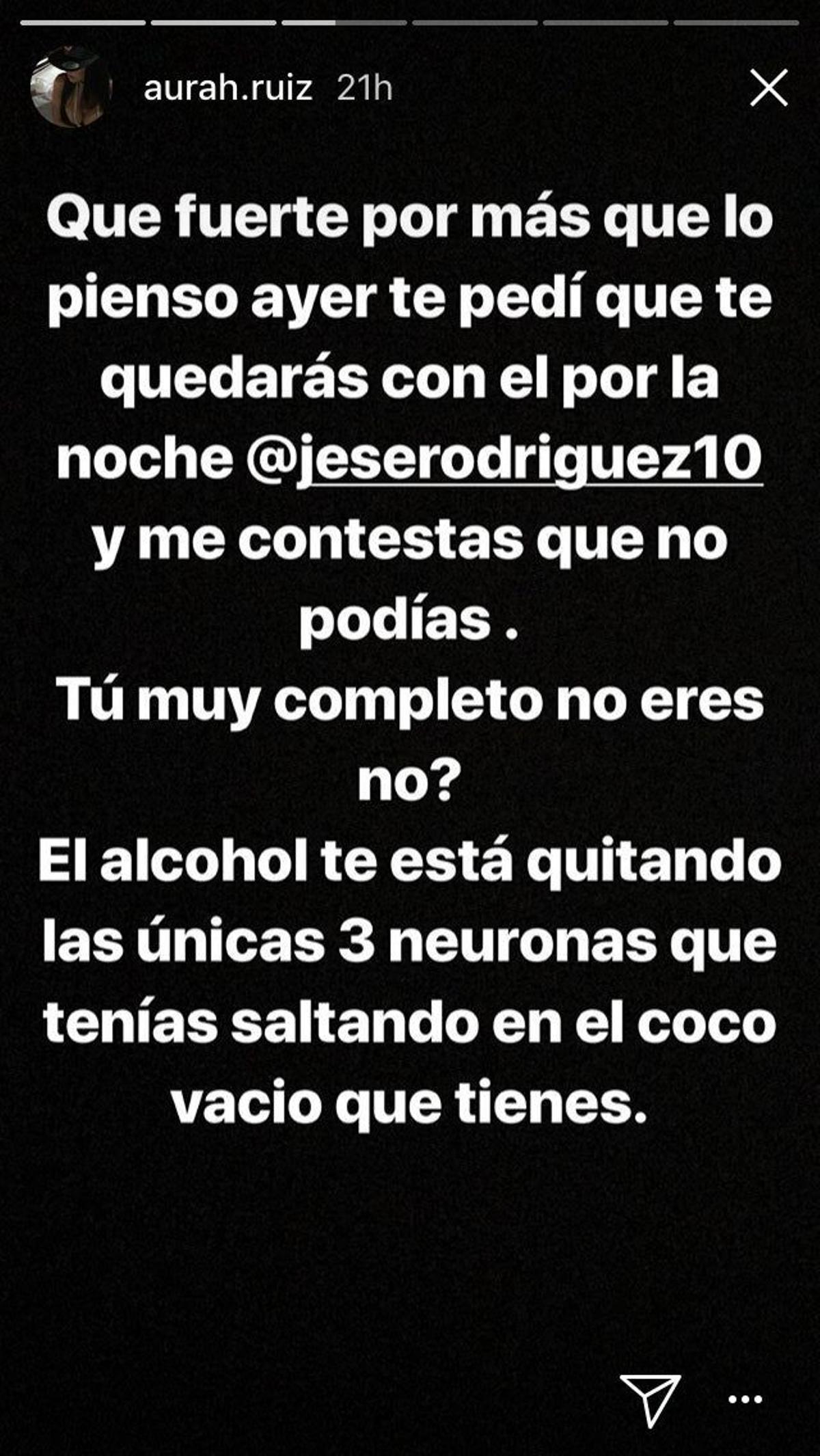 Mensaje de Aurah Ruiz a Jesé Rodríguez
