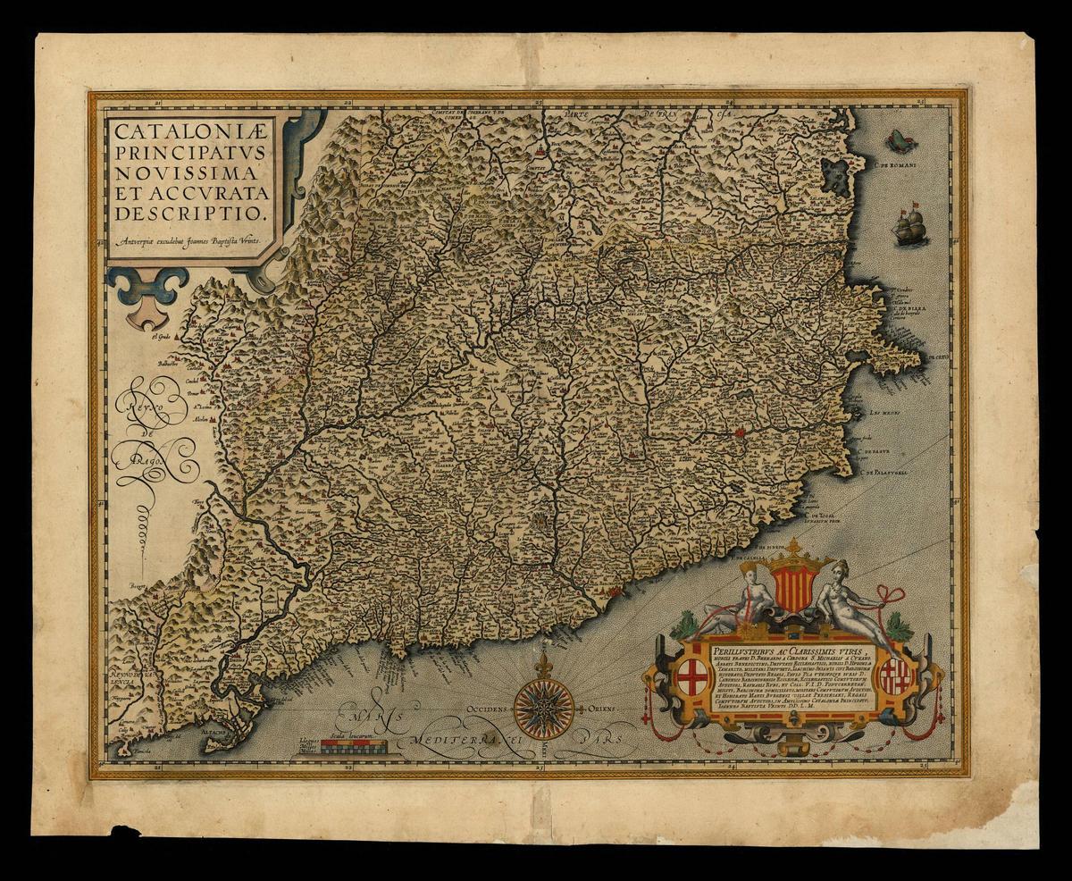 Vrients, Jan Baptist. Cataloniae Principatus novissima et accurata descriptio. 1608. (Mapa del Principat de Catalunya de 1608, obra de Jan Baptist Vrients, que es pot consultar a la plataforma Catalònica)