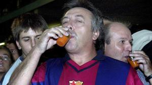 Aficionados del Barça, degustando gazpacho aquel día de septiembre de 2003 antes del Barça-Sevilla