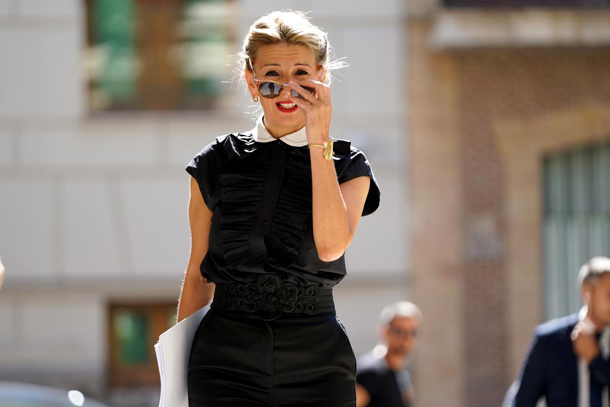 Yolanda Díaz antes de un acto en el que participó el pasado viernes.