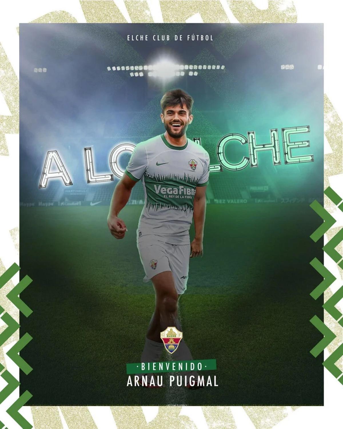 Montaje fotográfico realizado por el Elche CF con su nuevo jugador, Arnau Puigmal