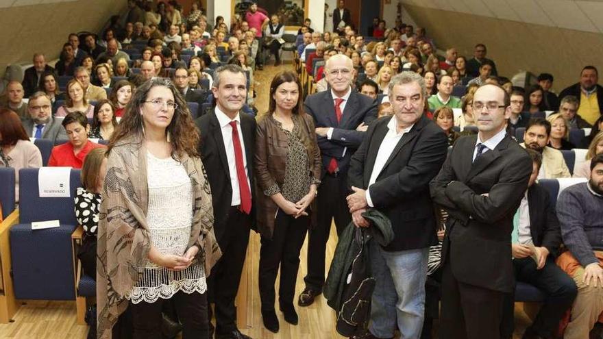 Carmen García, Juan Carlos Menéndez, Montserrat López, Ramón Durán, Manuel Capellán y Rubén Fernández, ayer, en el acto de inauguración del curso.