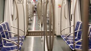 Un vagón de metro de Barcelona.