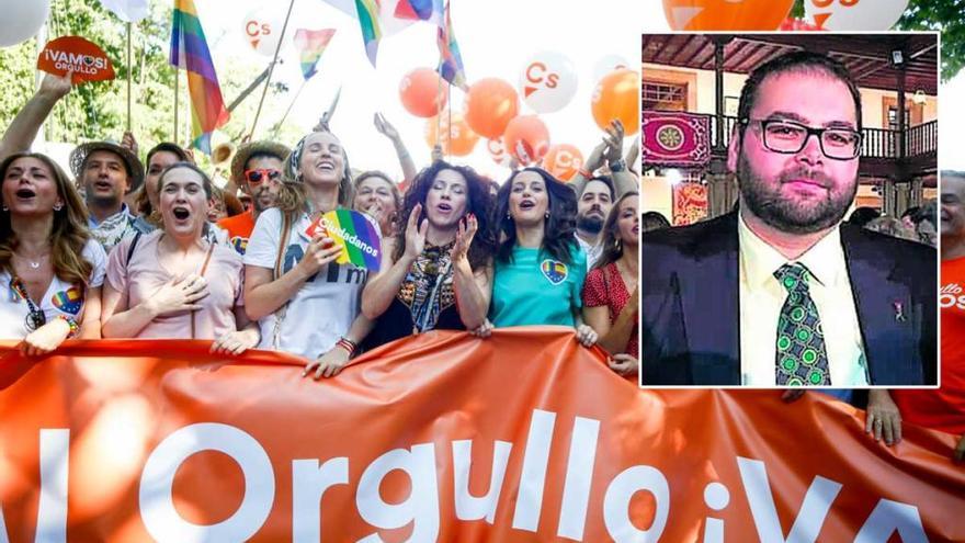 Dirigentes de Ciudadanos en la manifestación del sábado. En el recuadro, Sergio Álvarez Palacio.