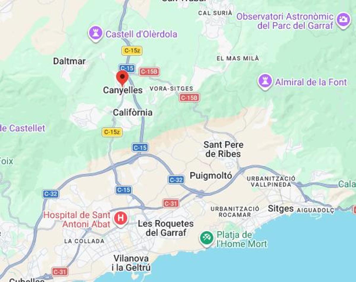 Ubicación del municipio de Canyelles (Alt Penedès)