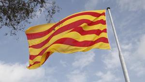 Imagen de una senyera, la bandera de Catalunya.