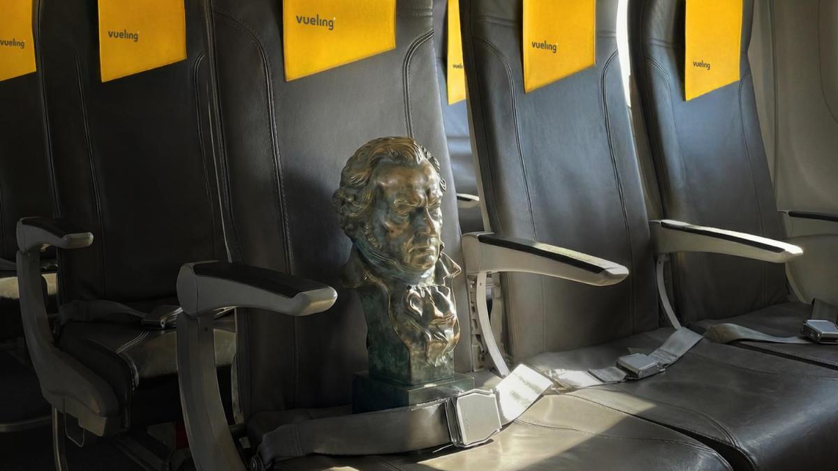 Goya en un avión de Vueling