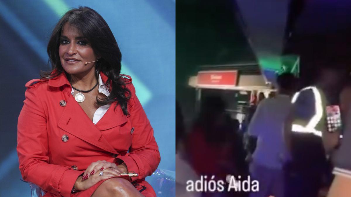 Aída Nízar junto a la seguridad del Movistar Arena