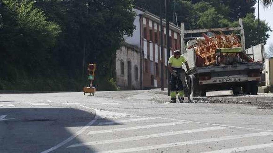 Trabajos de pavimentación en la avenida de Alemania.