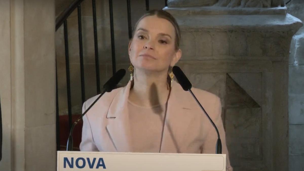 La presidenta del Govern, Marga Prohens, esta mañana en el Consolat.