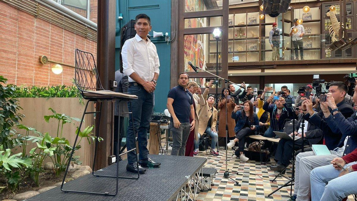 Nairo Quintana, durante la conferencia de prensa.