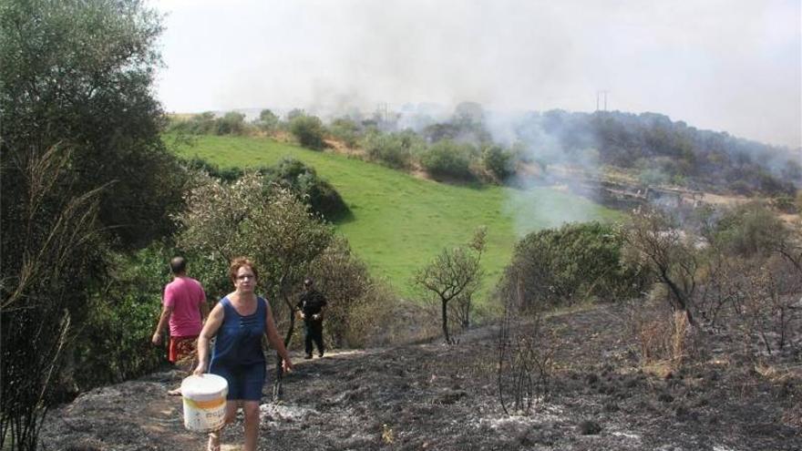 Un incendio crea alarma entre los dueños de chalets y naves en Coria