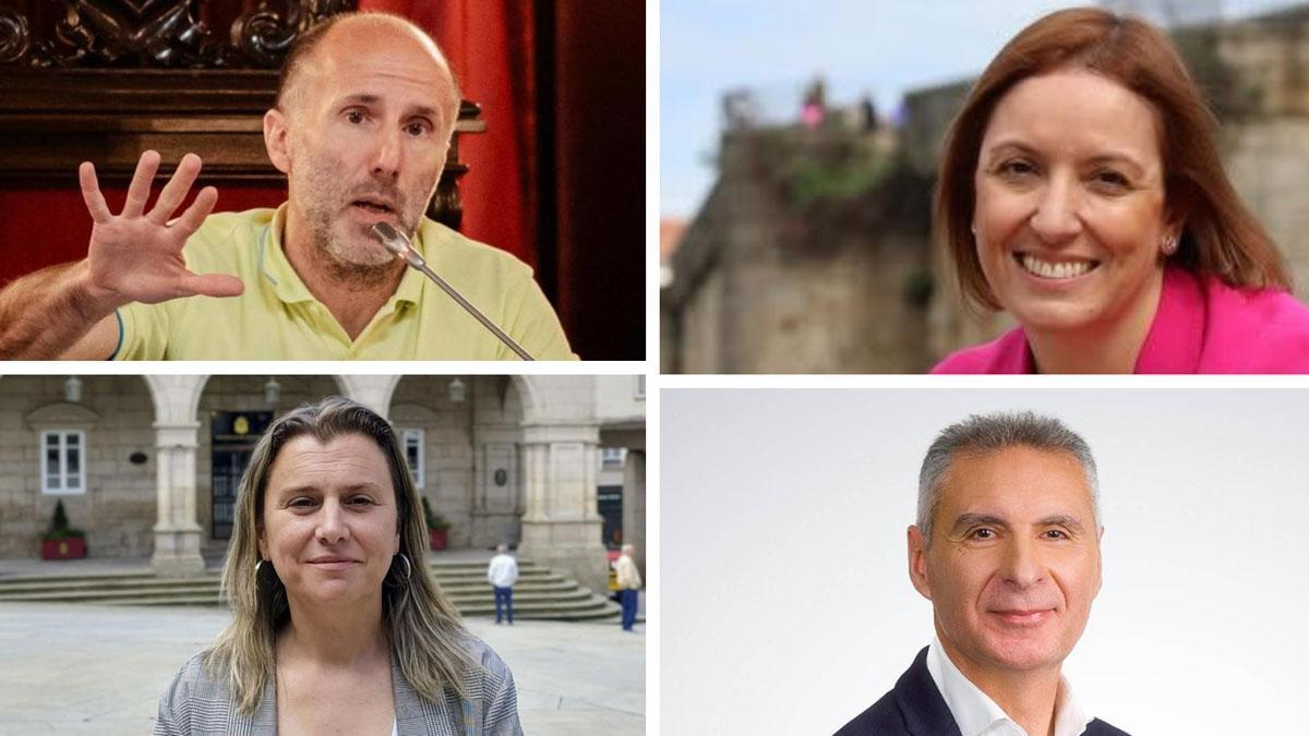 Arriba: Gonzalo Pérez Jácome (DO) y Ana Méndez (PP); abajo: Natalia González (PSOE) y Luis Seara (BNG).