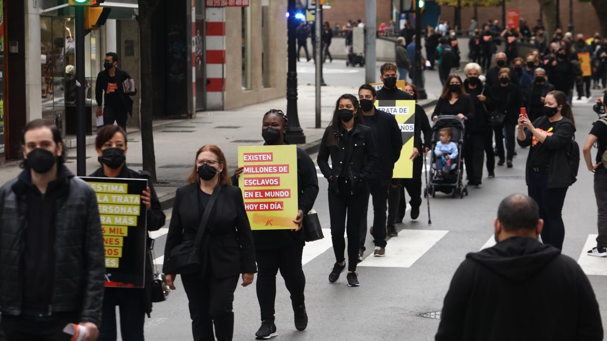 Marcha contra la trata de seres humanos en una foto de archivo.