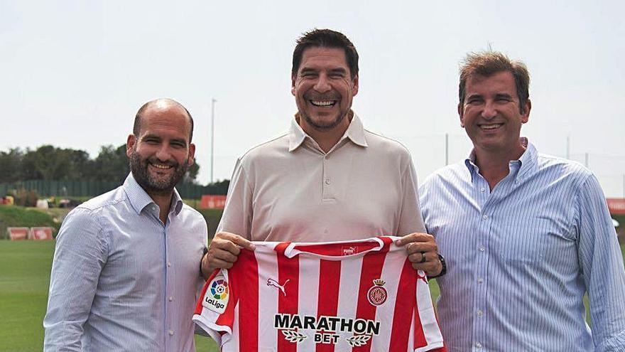 Marcelo Claure, entre Pere Guardiola i Ferran Soriano a La Vinya.