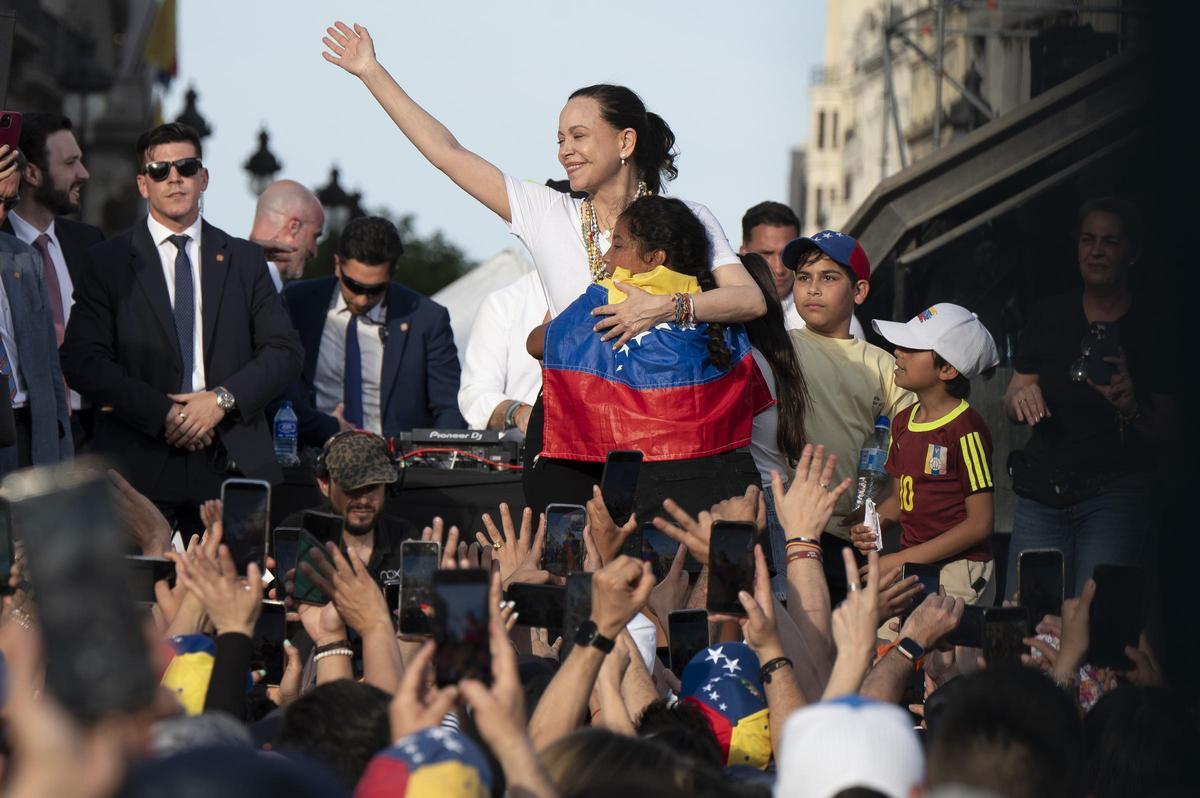 María Codina Machado, el sábado en el acto celebrado en la Puerta del Sol de Madrid.