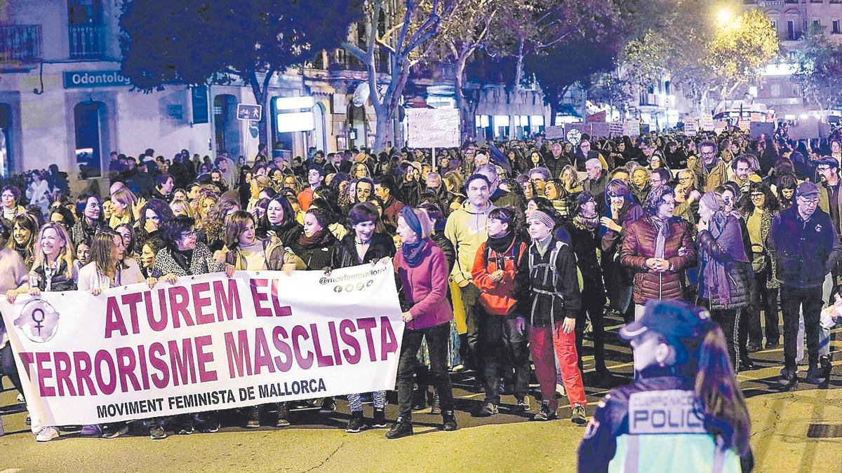 Manifestación del pasado 25N, celebrada en Palma, con el lema de parar el terrorismo machista.