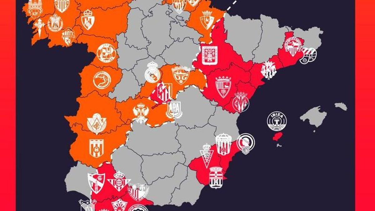 Mapa de los equipos de Primera RFEF