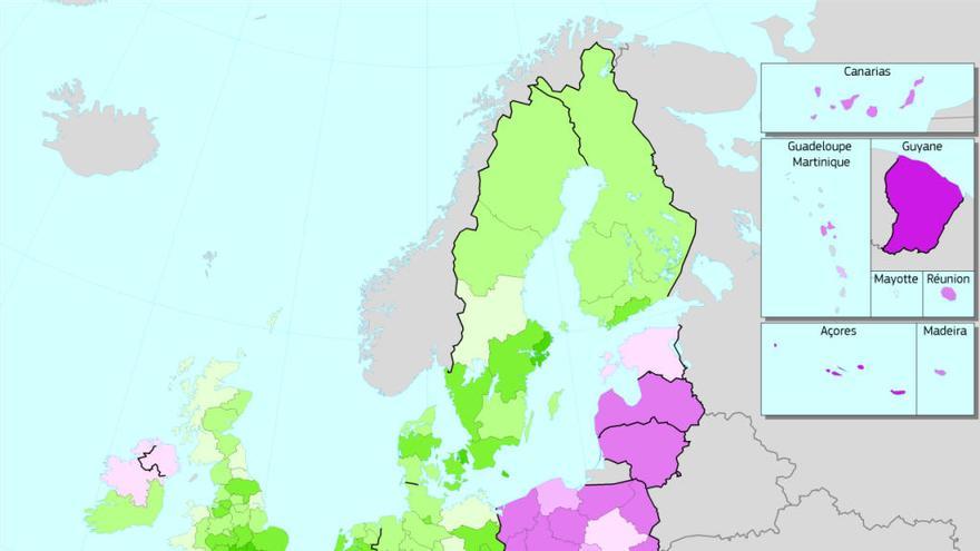 Mapa del Índice de Competitividad Regional de la UE