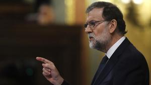 El presidente del Gobierno, Mariano Rajoy, en el Congreso de los Diputados. 