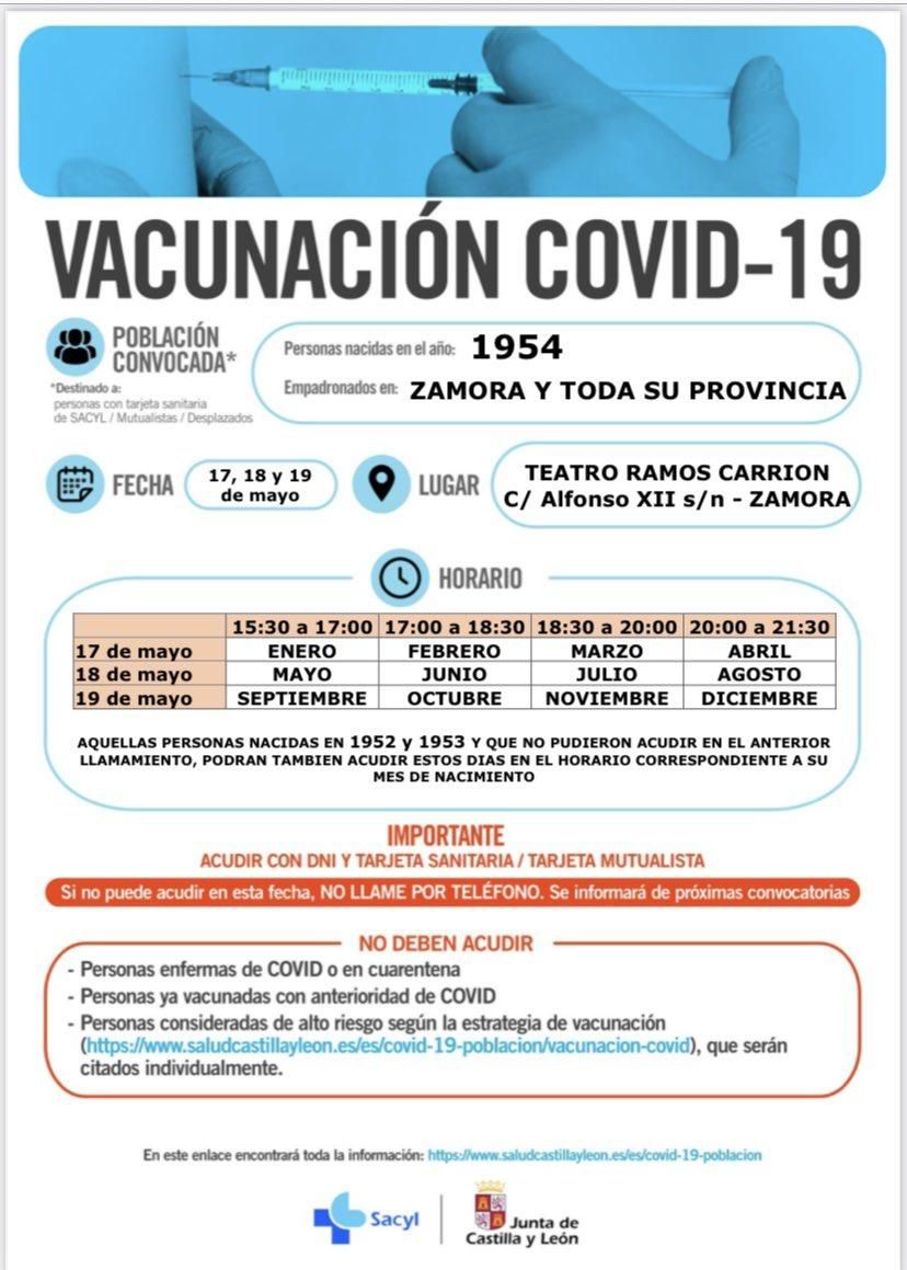 Campaña de vacunación de la generación de 1954 en Zamora.