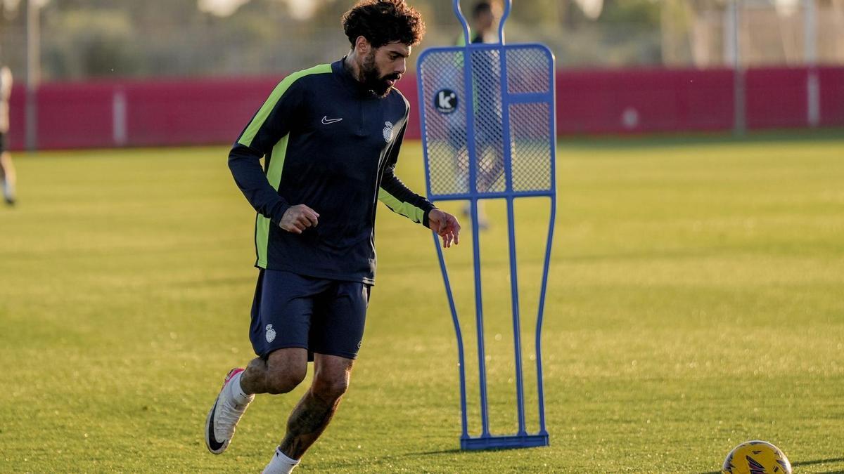 Samú Costa, esta tarde en el entreno del Mallorca en Son Bibiloni