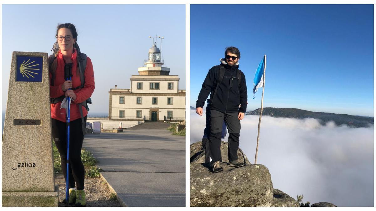 Erika, en el camino de Santiago, y Paco, en una de sus salidas.