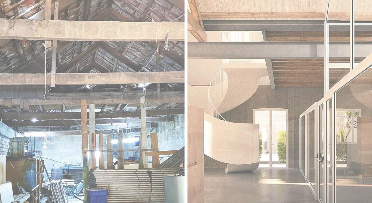 Aspecto actual y proyectado del interior de las naves de Ojea