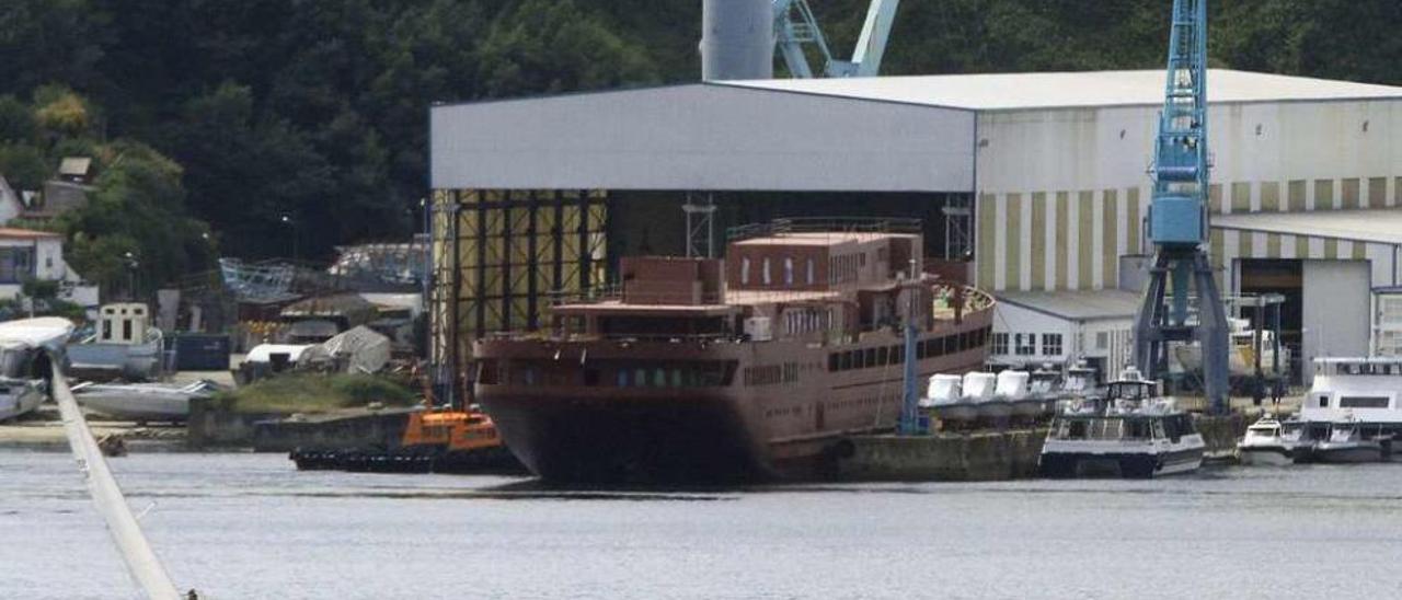 Una imagen de las instalaciones de Rodman Polyships en el litoral de Moaña. // Ricardo Grobas