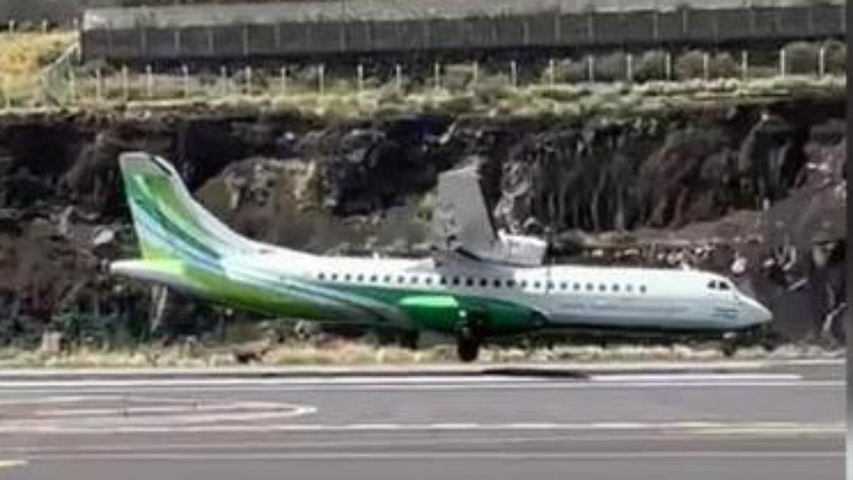 Impactante aterrizaje por la borrasca Therese: un avión lucha contra el fuerte viento