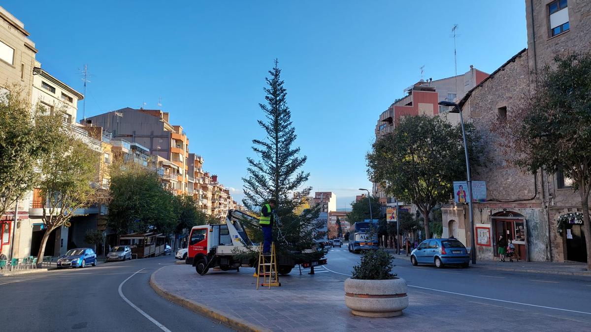 Arbre de Nadal del capdamunt del passeig de la Pau de Berga