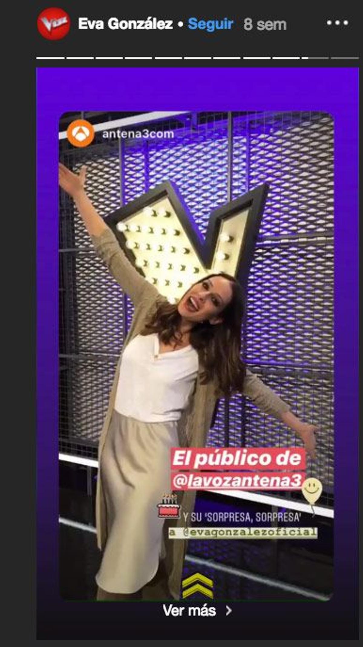 Eva González en el programa de 'La Voz'