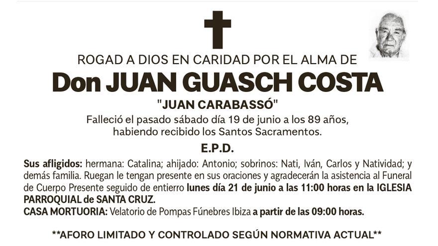 Esquela Juan Guasch Costa