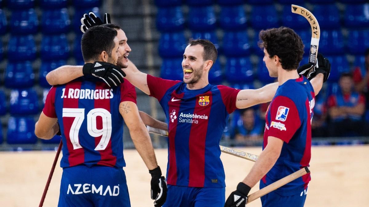 Los jugadores del Barça celebran un gol