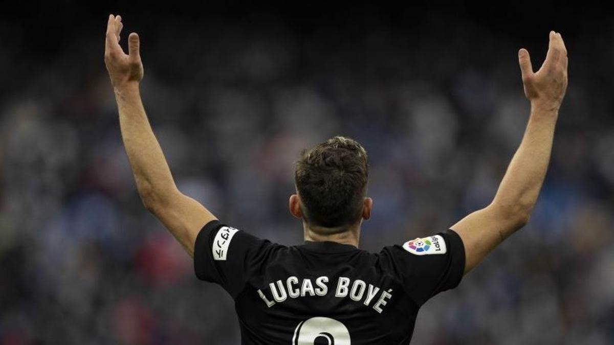 Boyé celebra su gol en el Bernabéu