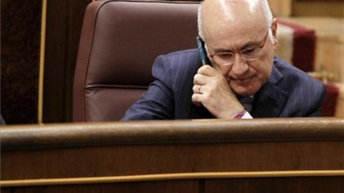 El líder de Unió, Duran Lleida, durante el pleno en el Congreso el pasado 12 de diciembre.