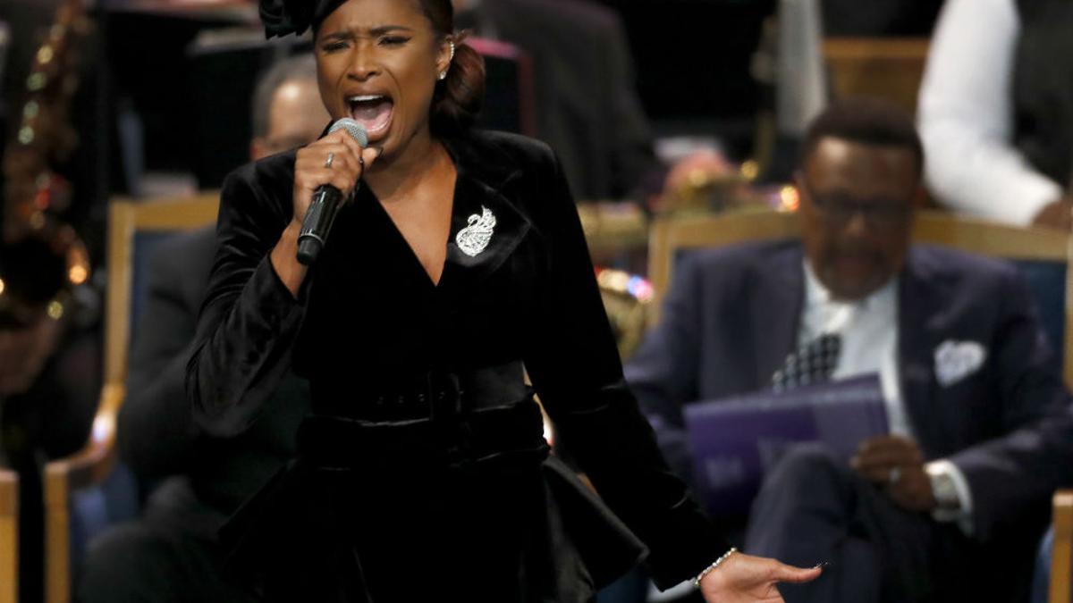 Jennifer Hudson en el funeral de Aretha Franklin