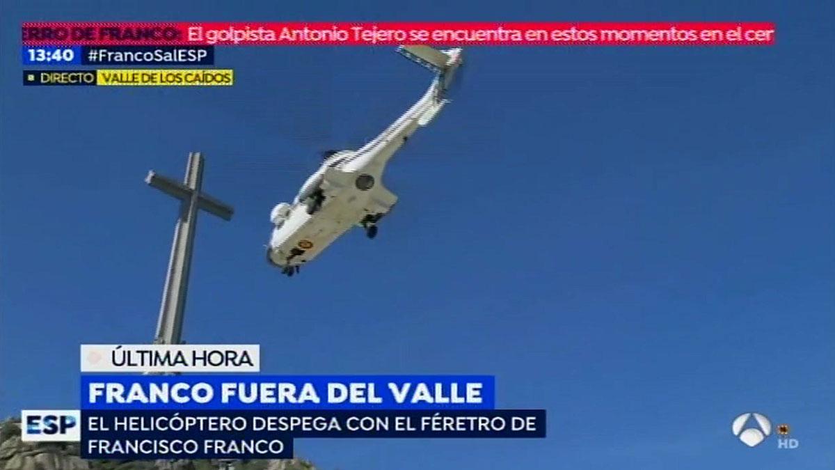 Helicóptero despegando con Franco dentro. 