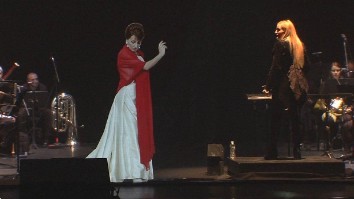 El holograma de Maria Callas, durante un momento de la actuación, en Londres.