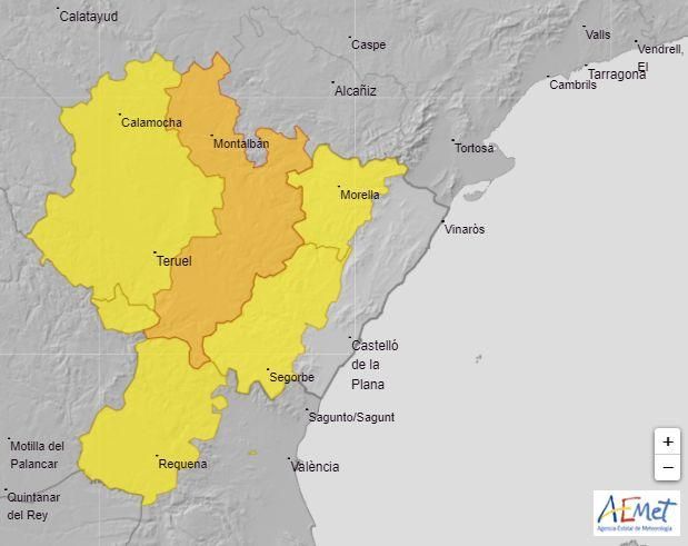 Zona en la que Aemet ha activado la alerta amarilla por lluvias.