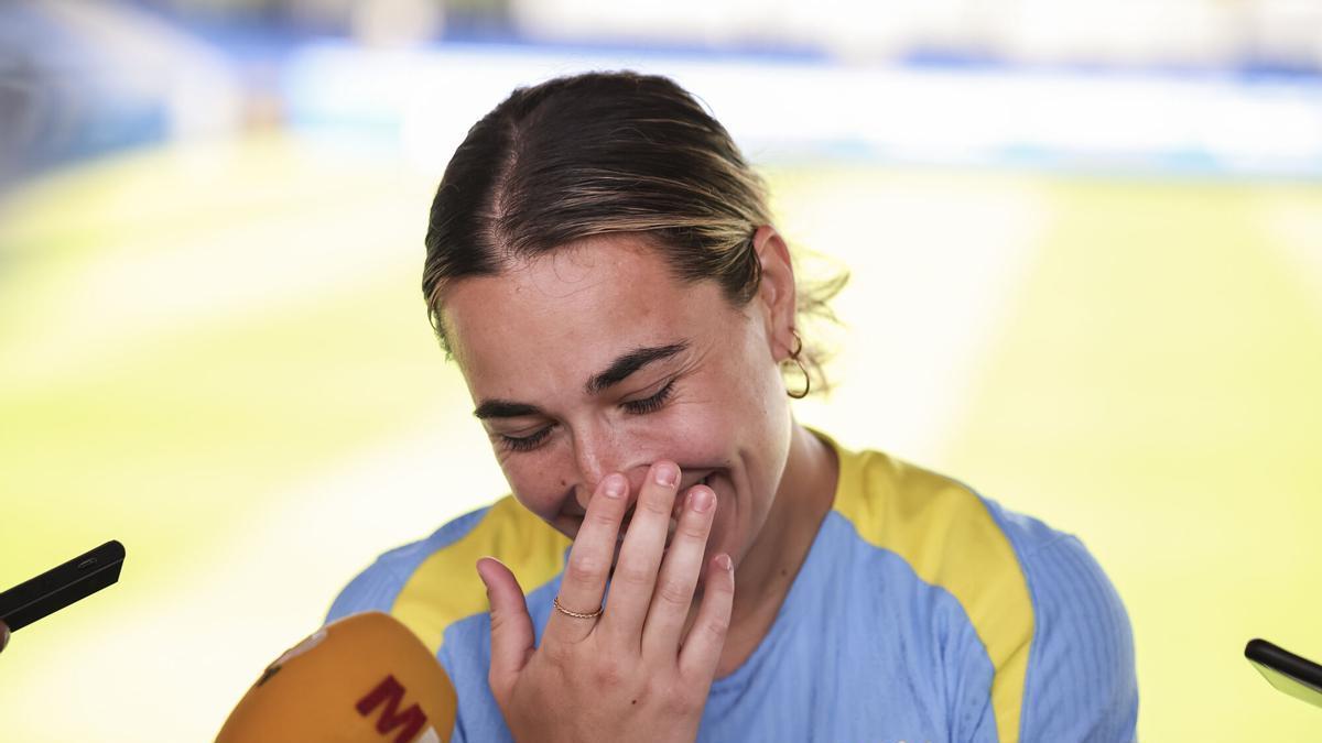 Cata Coll durante el media day antes de la final de la Champions